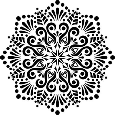 Mandala desen stencil karalama çizimi