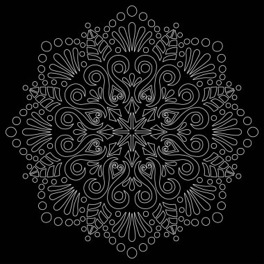 Mandala desen beyaz karalamalar kroki