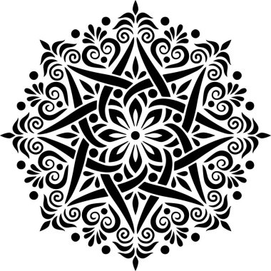 Mandala desen stencil karalama çizimi