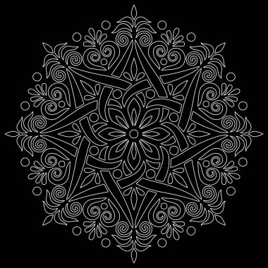 Mandala desen beyaz karalamalar kroki
