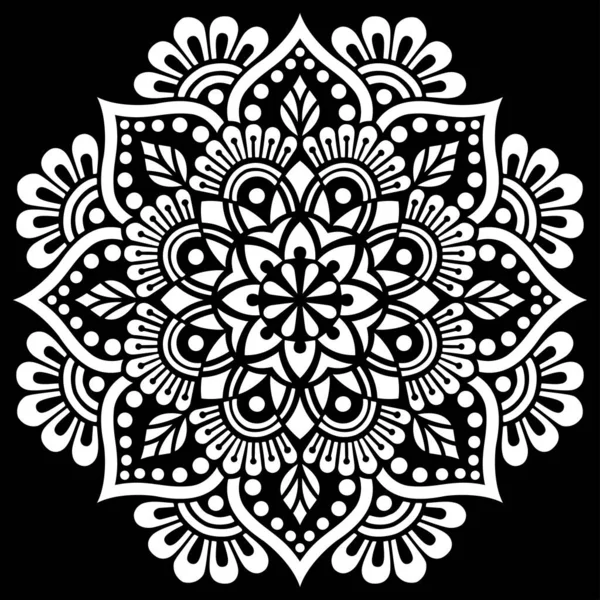 Білий Мандалиний Візерунок Чорному Трафареті Каракулі Ескіз Гарного Настрою — стоковий вектор