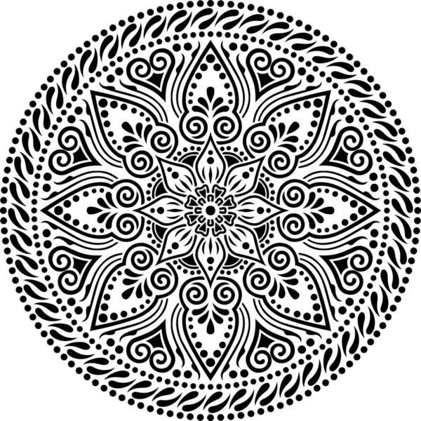 Mandala Pattern Stencil Scarabocchi Schizzo Buon Umore — Vettoriale Stock