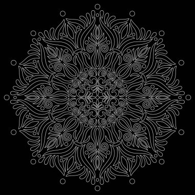 Siyah karalamalı beyaz çizgili mandala iyi bir ruh hali çizer.