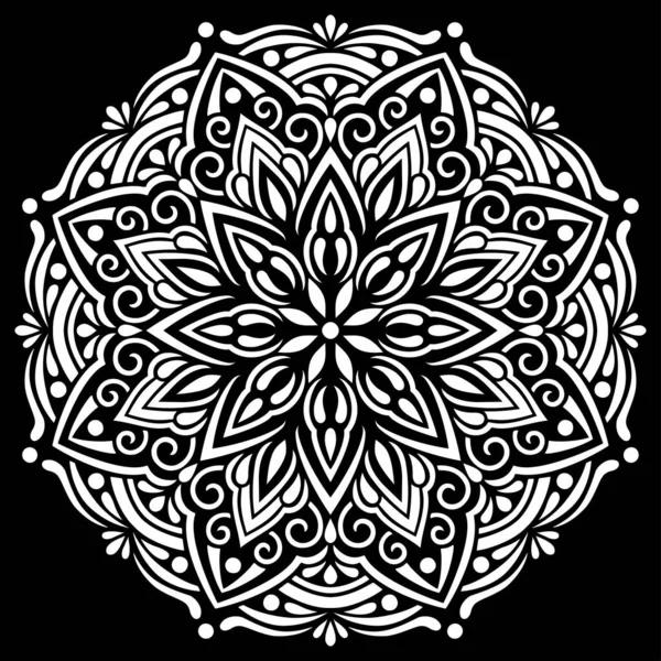 Mandala Branca Preto Padrão Estêncil Doodles Sketch Bom Humor — Vetor de Stock