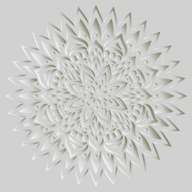 Mandala deseni beyaz 3D gradyan iyi ruh hali. Yaratıcı ve tebrik kartları, posterler, afişler, afişler ve kapaklar için iyidir.