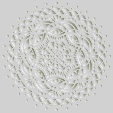 Mandala deseni beyaz 3D gradyan iyi ruh hali. Yaratıcı ve tebrik kartları, posterler, afişler, afişler ve kapaklar için iyidir.