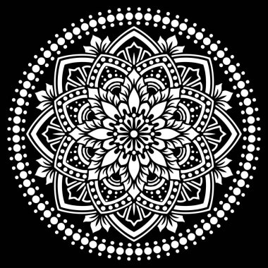 Siyah desenli beyaz mandala Şablon Karalamaları İyi ruh hali