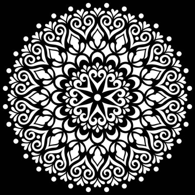 Siyah desenli beyaz mandala Şablon Karalamaları İyi ruh hali