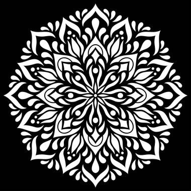 Siyah desenli beyaz mandala Şablon Karalamaları İyi ruh hali