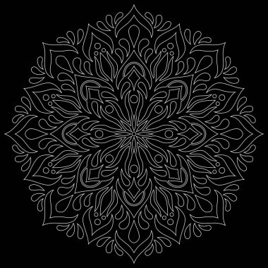 Siyah karalamalı beyaz çizgili mandala iyi bir ruh hali çizer.