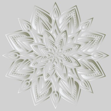 Mandala deseni beyaz 3D gradyan iyi ruh hali. Yaratıcı ve tebrik kartları, posterler, afişler, afişler ve kapaklar için iyidir.