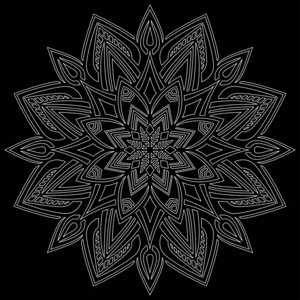 Mandala Contour Blanc Sur Croquis Griffes Noires Bonne Humeur — Image vectorielle