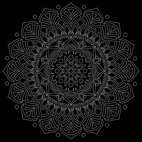 Mandala Contour Blanc Sur Croquis Griffes Noires Bonne Humeur — Image vectorielle
