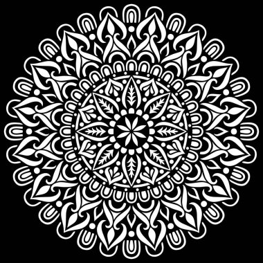 Siyah desenli beyaz mandala Şablon Karalamaları İyi ruh hali