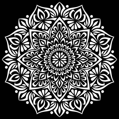 Siyah desenli beyaz mandala Şablon Karalamaları İyi ruh hali