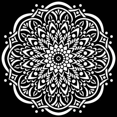 Siyah desenli beyaz mandala Şablon Karalamaları İyi ruh hali