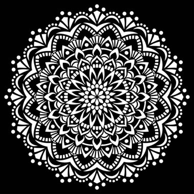 Siyah desenli beyaz mandala Şablon Karalamaları İyi ruh hali