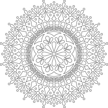 Renkli karalamalar için mandala iyi bir ruh hali çizmek