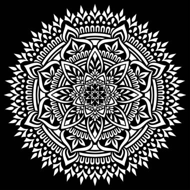 Siyah desenli beyaz mandala Şablon Karalamaları İyi ruh hali