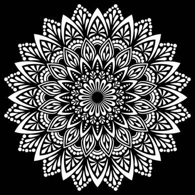 Siyah desenli beyaz mandala Şablon Karalamaları İyi ruh hali