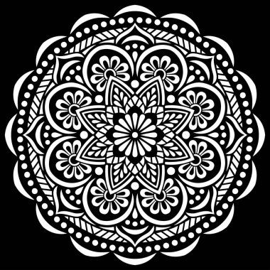 Siyah desenli beyaz mandala Şablon Karalamaları İyi ruh hali