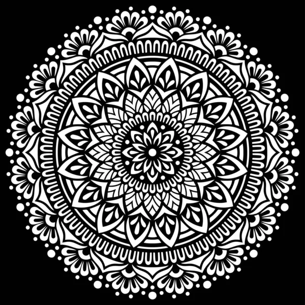Fehér Mandala Fekete Mintás Stencil Firka Vázlat Hangulat — Stock Vector