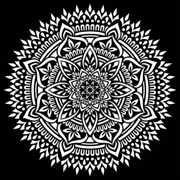 Mandala Blanco Negro Patrón Stencil Doodles Boceto Buen Humor — Archivo Imágenes Vectoriales