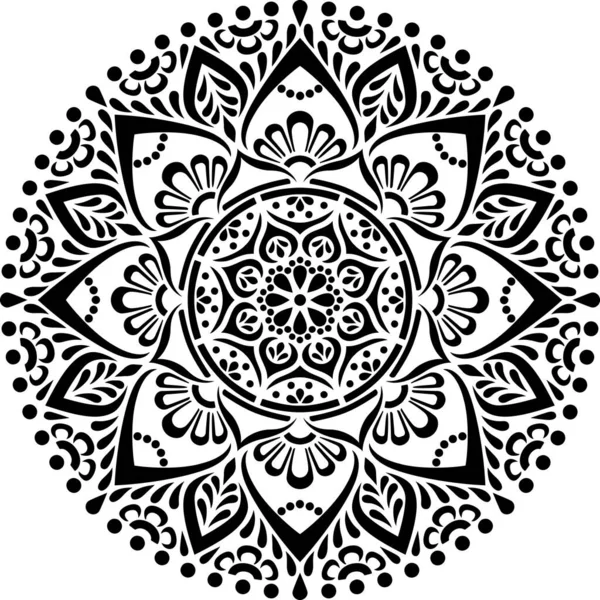 Mandala Mönster Stencil Doodles Skiss Bra Humör — Stock vektor