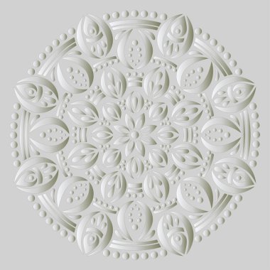 Mandala deseni beyaz 3D gradyan iyi ruh hali. Yaratıcı ve tebrik kartları, posterler, afişler, afişler ve kapaklar için iyidir.