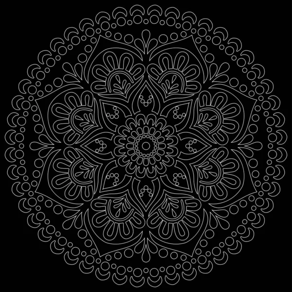 Blanco Contorno Mandala Negro Garabatos Bosquejo Buen Humor — Archivo Imágenes Vectoriales