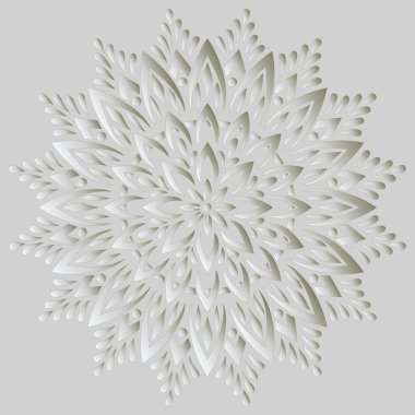 Mandala deseni beyaz 3D gradyan iyi ruh hali. Yaratıcı ve tebrik kartları, posterler, afişler, afişler ve kapaklar için iyidir.