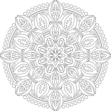 Renkli karalamalar için mandala iyi bir ruh hali çizmek