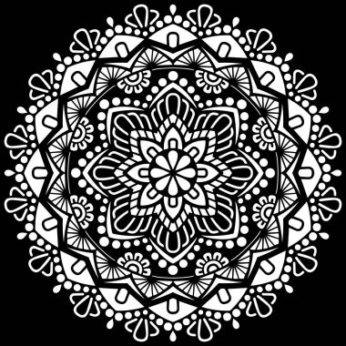 Siyah desenli beyaz mandala Şablon Karalamaları İyi ruh hali