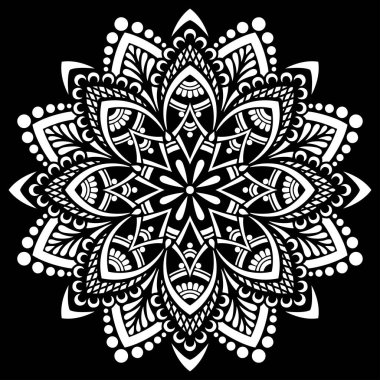 Siyah desenli beyaz mandala Şablon Karalamaları İyi ruh hali