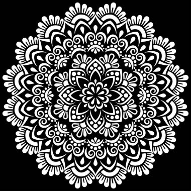 Siyah desenli beyaz mandala Şablon Karalamaları İyi ruh hali