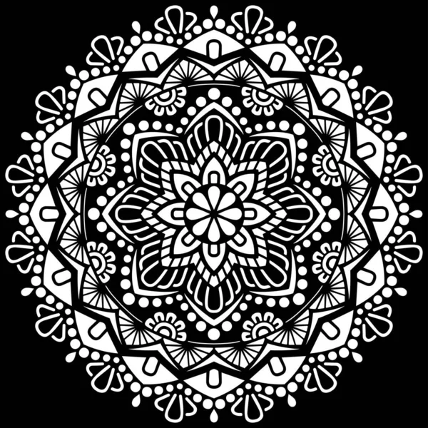 Біла Мандала Чорному Візерунку Шаблон Doodles Ескіз Гарний Настрій — стоковий вектор