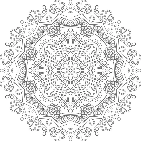 Mandala para colorir. padrão de vetor redondo com elementos decorativos.  decoração para livro, design, ilustração, jogos, relaxamento e meditação.  página para colorir