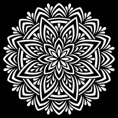 Siyah desenli beyaz mandala Şablon Karalamaları İyi ruh hali