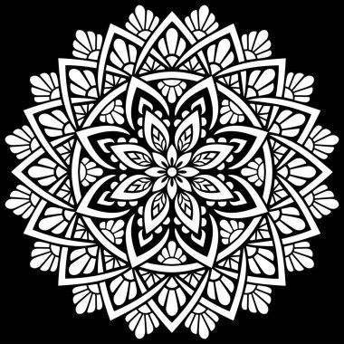 Siyah desenli beyaz mandala Şablon Karalamaları İyi ruh hali