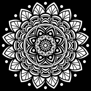 Siyah desenli beyaz mandala Şablon Karalamaları İyi ruh hali