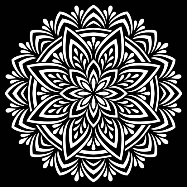 Λευκό Μαντάλα Μαύρο Μοτίβο Stencil Doodles Sketch Καλή Διάθεση — Διανυσματικό Αρχείο