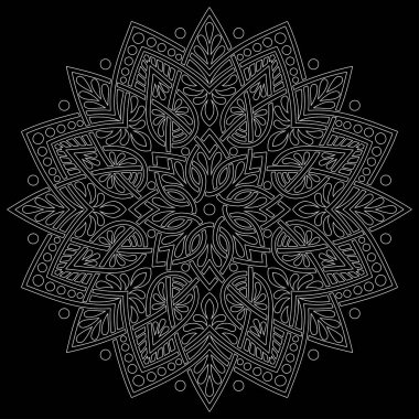 Siyah karalamalı beyaz çizgili mandala iyi bir ruh hali çizer.