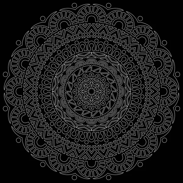 Белый Очертания Мандала Черных Каракулях Эскиз Хорошее Настроение — стоковый вектор