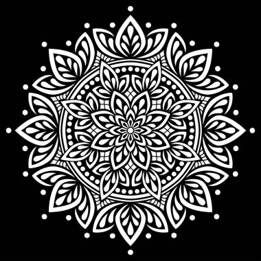 Siyah desenli beyaz mandala Şablon Karalamaları İyi ruh hali