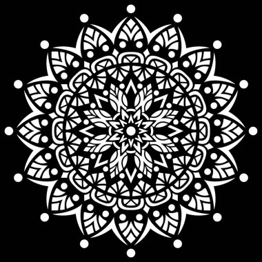 Siyah desenli beyaz mandala Şablon Karalamaları İyi ruh hali