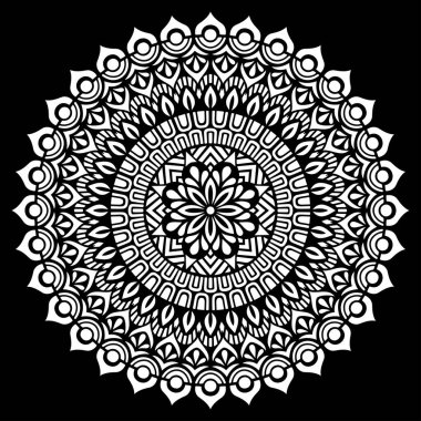 Siyah desenli beyaz mandala Şablon Karalamaları İyi ruh hali