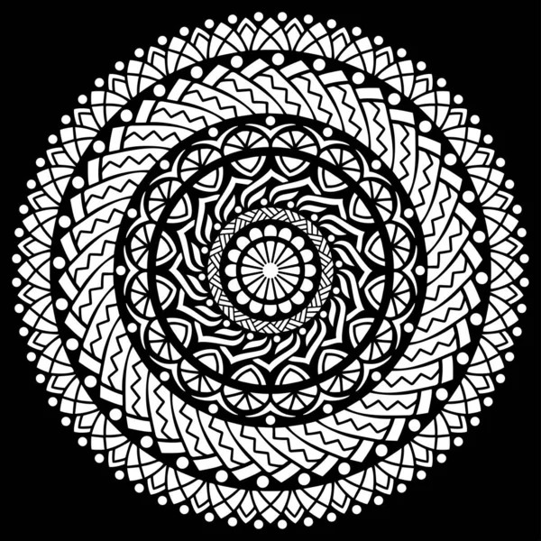 Siyah desenli beyaz mandala Şablon Karalamaları İyi ruh hali