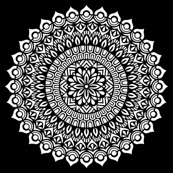 White Mandala Black Pattern Stencil Doodles Sketch Good Mood — Stock Vector