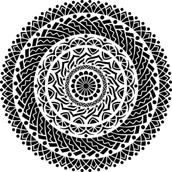 Mandala Pattern Stencil Croquis Gribouillis Bonne Humeur — Image vectorielle