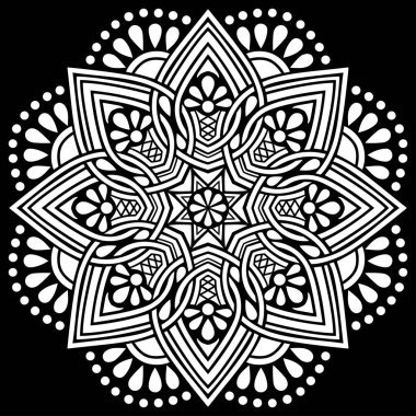 Siyah desenli beyaz mandala Şablon Karalamaları İyi ruh hali